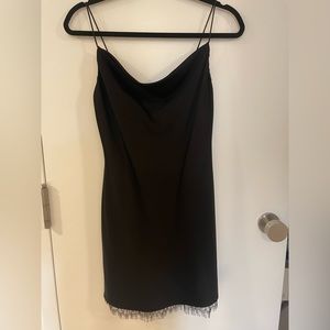 Alice + Olivia Black Mini Slip Dress with Lace Trim